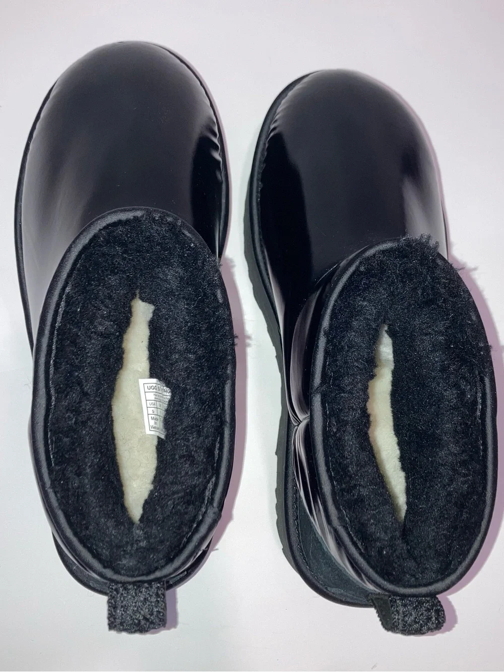 UGG Classic Ultra Mini Platform Black Hi Shine Plush Ankle Boot 1144048